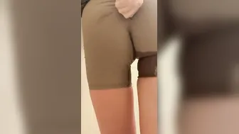 Wetting Tight Shorts Peeing Desperation with Groaning