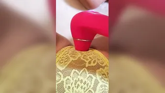 Having Fun with a clitoris dildo through my neon undies