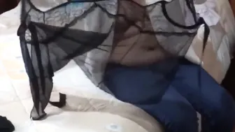 Stunning 58-year-older Latin mother shows off inside front of her stepson to turn him on and make him fuc