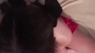 Hot skinny dark hair into panties getting leaking snatch cumshot