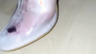 Fiance plays with cum on shoes and toes with +10 loads