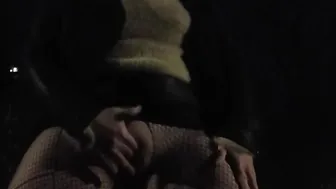 Woman getting vulgar and mastrubates after peeing on outdoor street