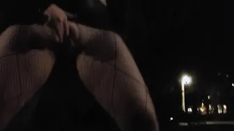 Woman getting vulgar and mastrubates after peeing on outdoor street