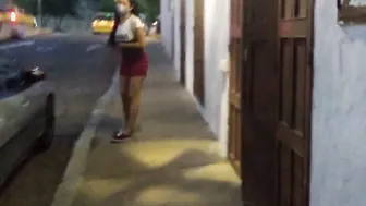doing outside exhibit into the town while cars driving around i performance my butt inside a Goddess lace undie