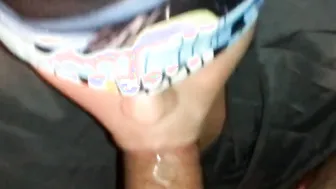 Blindfolded fiance getting mouth screwed and cum on lips