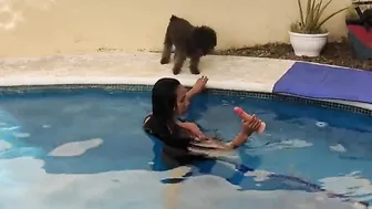 Big Boobed Hispanic masturbates inside the pool 