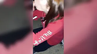 Outdoors oral sex into park at night