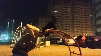 Licked cunt on the street at night peeped from the
