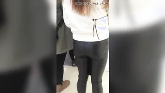 Following this babe bimbo inside leather pants