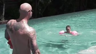 Good Slim Dark Hair Proves she is Long enough to Swim and Long