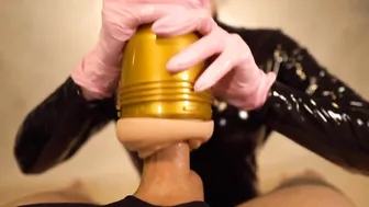 Fleshlight Snatch Hand Job with Gloves end into Long Cummed