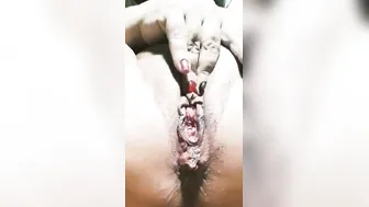 Bitch with flashing booty punching delicious sex toy inside luscious twat