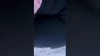 Cameltoe shorts (showing off her vagina)