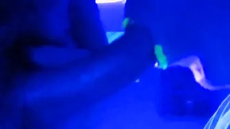 Neon lips oral sex but denied cum inside mouth