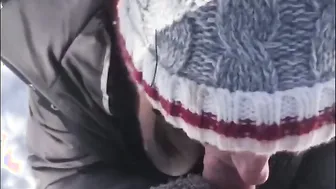 Scared Canadian bimbos lost into forest finds WOOD to suck GULPS his maple syrup