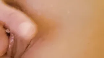 Masturbating my dripping twat inside the shower + real orgasm