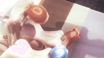 Evangelion Animated - Asuka and Rei enjoy together while fucking Asuka finger fuck Rei