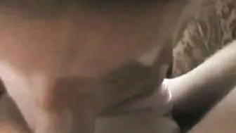 Small titties bimbo blows on rough bushy cock
