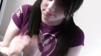 Big Boobed dark hair college girl craving for his warm cum