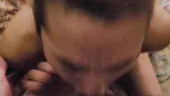 Multiple orgasms from gagging on dick