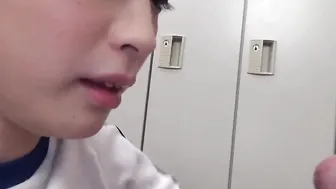 Cum tasting inside the lockerroom