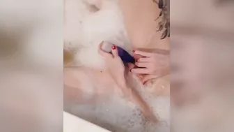 Submissive ex-wife masturbates her vagina inside the bath tub with her toy has 2 sweet orgasms