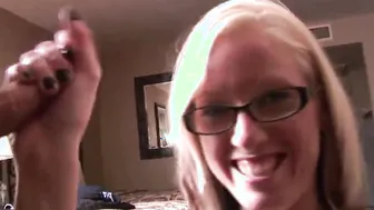 Nerdy barely legal milking every inch of his long penis