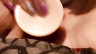 Unshaved BBW plays with wand and sex toy