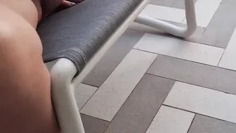 Huge squirting on patio – real soak orgasm