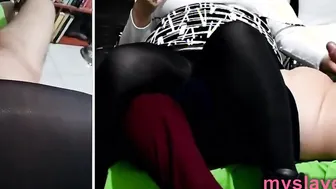 BBW Gf uses sub as human furniture while watching tv and she makes him cum at the end