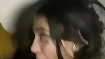 Stroking her throat while her roomate next door