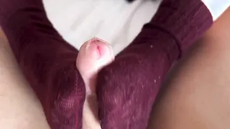 point of view: SOCKJOB with WOOL RED SOCKS 