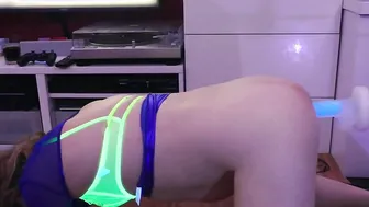 Lisa getting machine pounded into neon panties with glow inside the dark toy