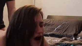 Thin cougar with Itty bitty boobs try and take all of it before the baby wakes up