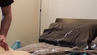 Thin cougar with Itty bitty boobs try and take all of it before the baby wakes up