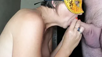 My stepsister blows my dick inside close up greedily to got a lot of cum on her huge natural melons