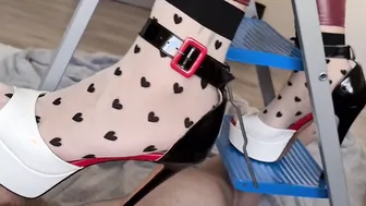 SHOEJOB Goddess platform and bourdon pants. Monstrous jizzed