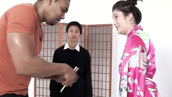 MAMACITAZ - Big Tit Japanese Miyuki Son Squirts Rough On Huge Ebony Penis