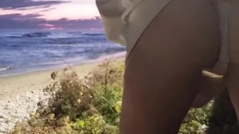 Outside evening masturbation