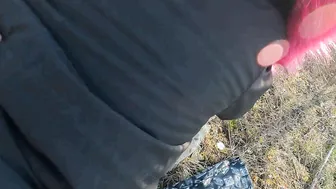 green haired student likes to have sex outdoor to gotten a huge load on her face and clothes