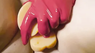 Masturbating masked sluts with dildo and orgasm