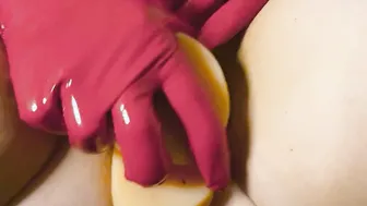 Masturbating masked sluts with dildo and orgasm