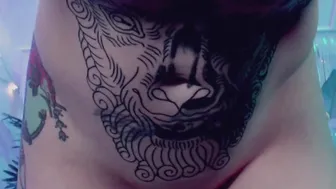 rubbing lotion all over my inked body