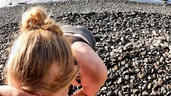 I fucked my slutty fitness instructor at the beach and cover her gigantic butt inside cum - Honey Tequila