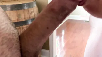 American Skank getting boned rough over a Jack Daniels barrel and takes my cum
