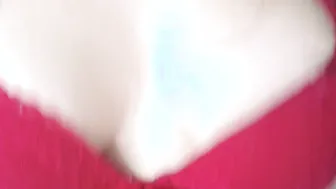 Natural boobies bouncing inside red bra | slow motion |