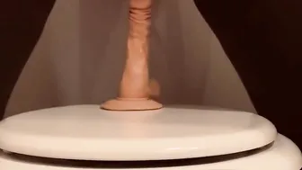 Super Lonely Milf Rides her Sex Toy Into Hotel Wc Wishing for real dick