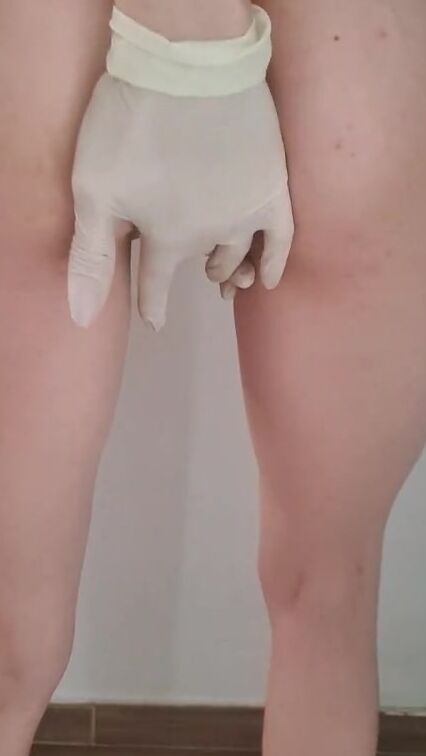 Rubber Glove Masturbation - Blonde solo masturbating into rubber gloves.. 4kPorn.XXX