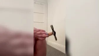 Hoe fucks herself with grandads hammer