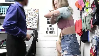 BIG BOOBED BLONDE THIEVES Blackmailed and Plowed By Perv Mall Cop - Percy Sires Blake Blossom - LyfterSex.com